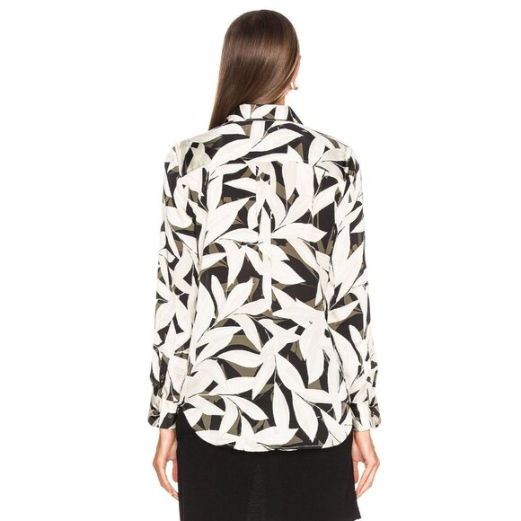 EQUIPMENT Slim Signature Leaf Print Crepe De Chine Button Up Shirt, Size L - Picture 3 of 13